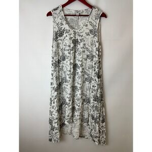 April Cornell Floral White Black Dress with Pockets M Medium